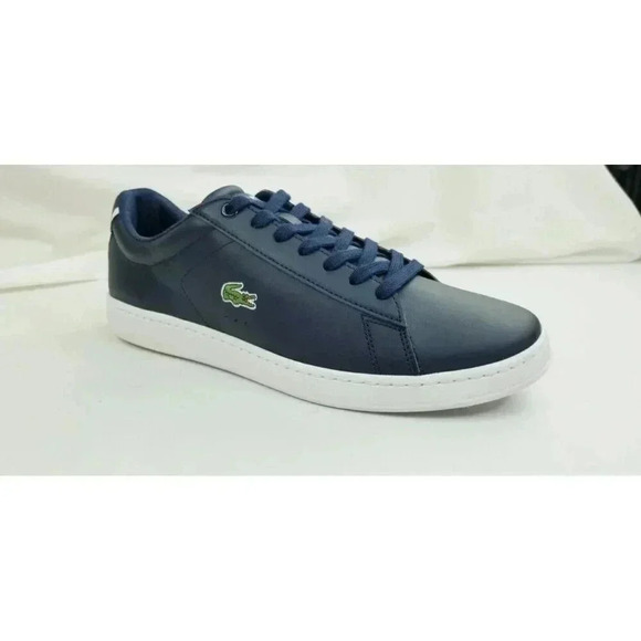 Lacoste Sz 10 Mens Navy Blue Embroidered Logo Ortholite Carnaby Fashion Sneakers - Picture 1 of 13